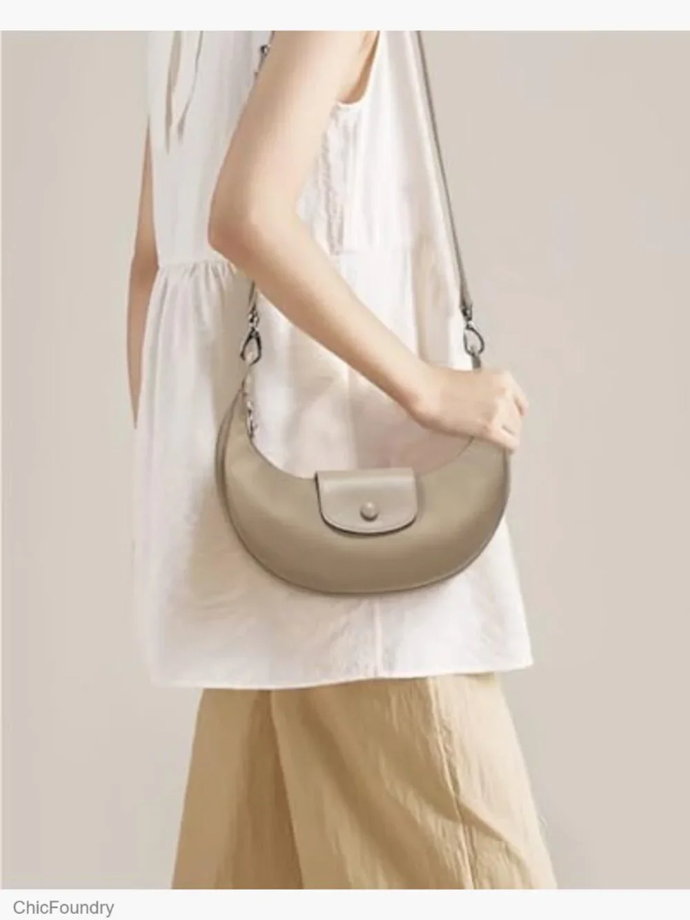 Lightweight Nylon Crescent Moon Hobo Bag - Shoulder Crossbody